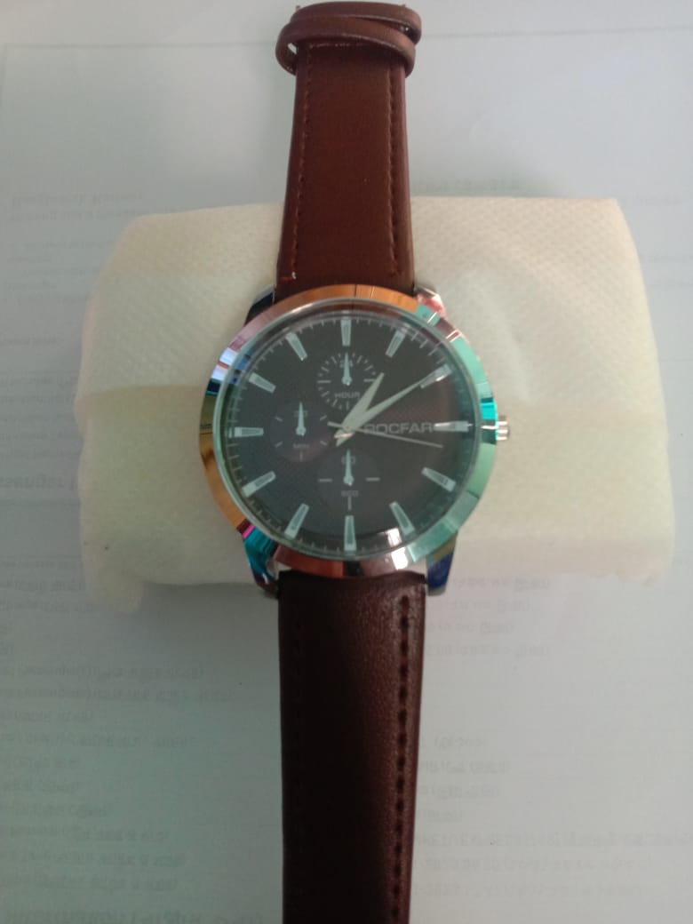 New Rocfar leather analog sports watch for men