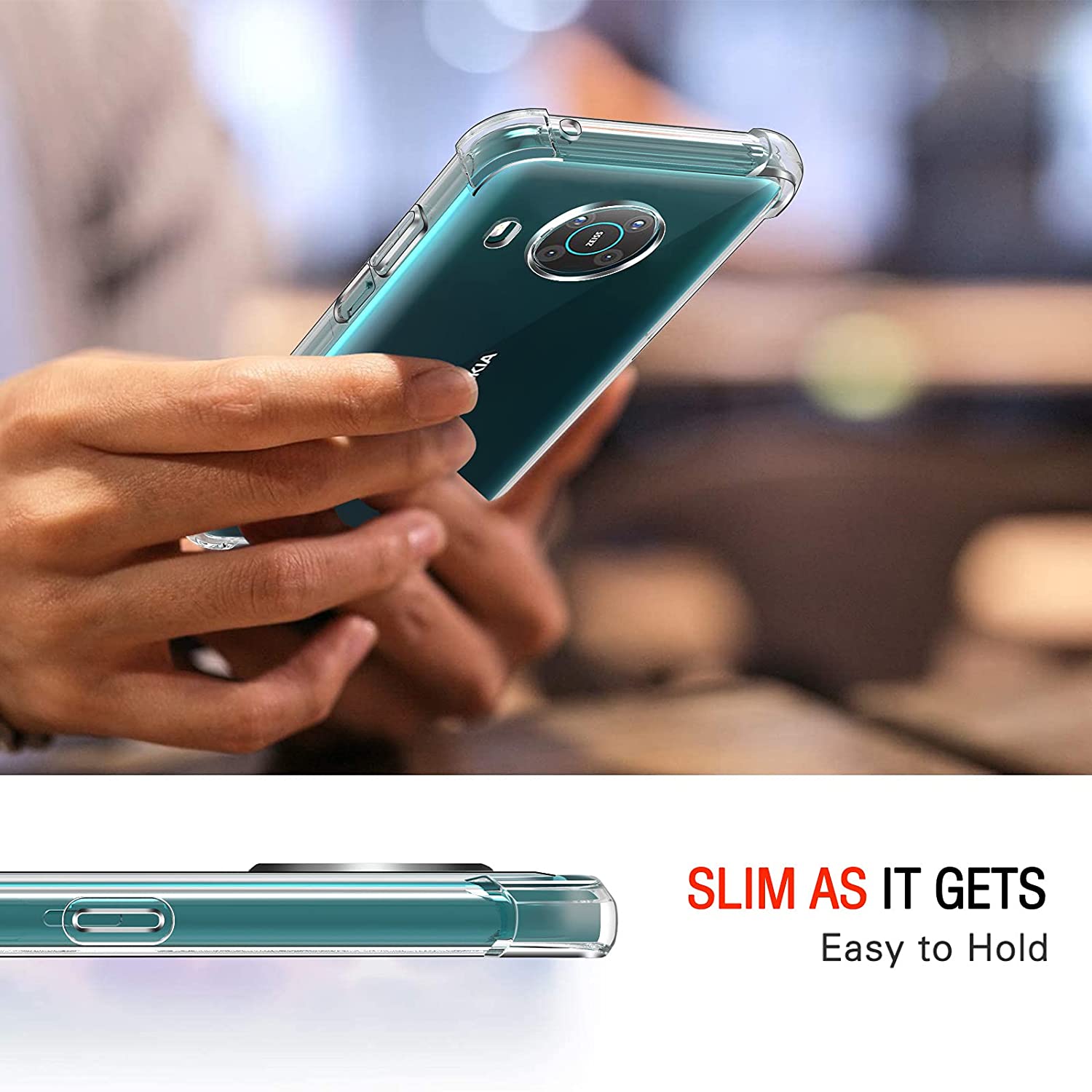 For Nokia X20 Back Cover Shockproof Transparent Soft TPU Silicone Protector Phone Case with Shock Absorption Bumper Corners. 