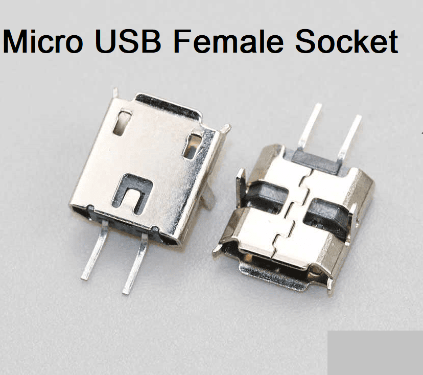 10Pcs- 2Pin MICRO USB Female Socket Type-B 2 Pin Leads Female DIP Power Socket Connector Micro USB Panel Mount Without Cables For Charging Socket LED Light DIY. 