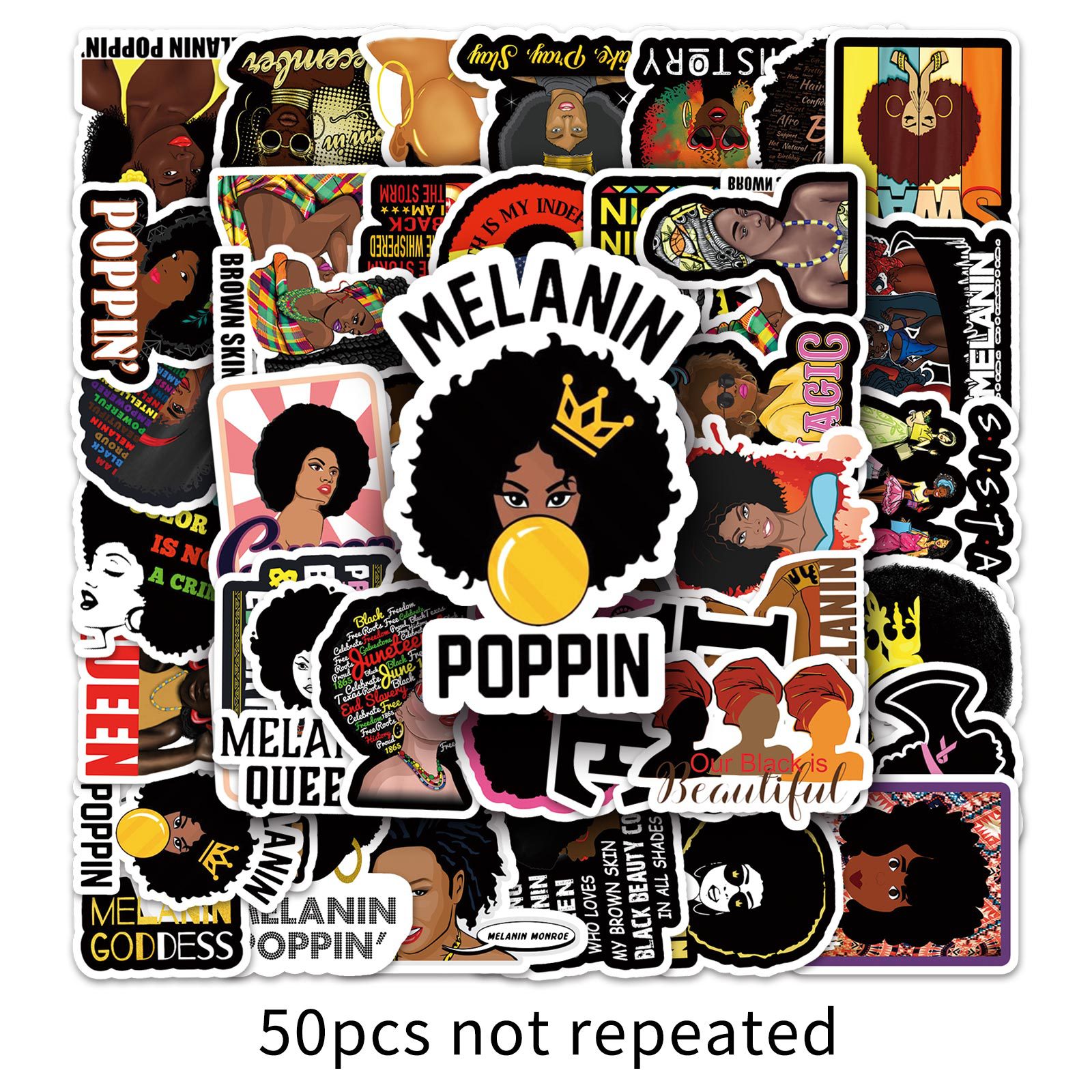 50 Zhang Inspirational Black Girl Stickers Luggage Motorcycle Bicycle Car Decoration Cartoon Graffiti Stickers