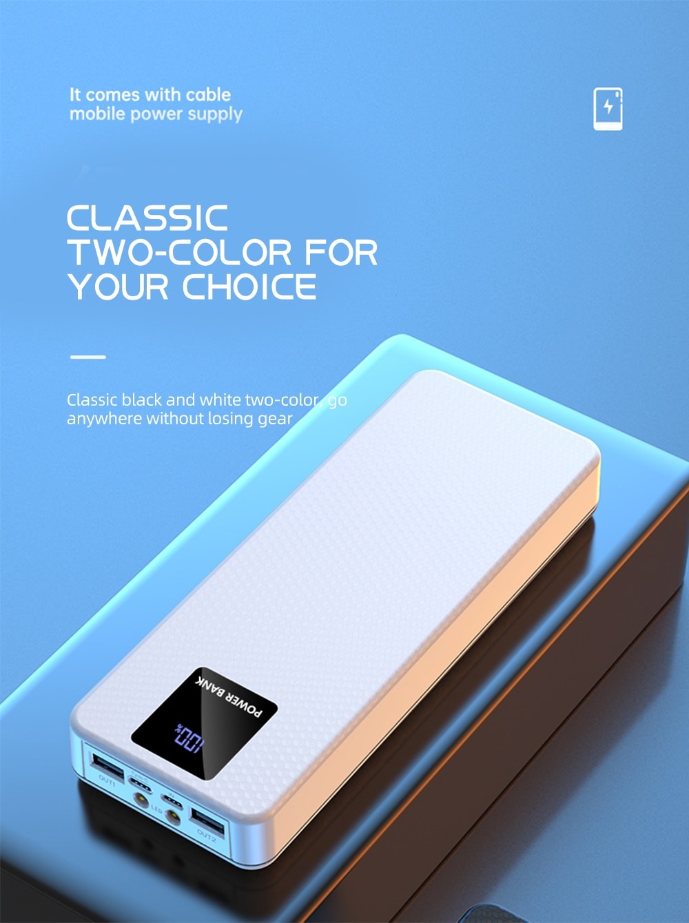 4 Cable Fast Power Bank Box Kit Flashlight USB Type C 18650 Battery Storage Box Charger 22.5W For Mobile Phone and others- Battery Not included (4 Battery Model). 