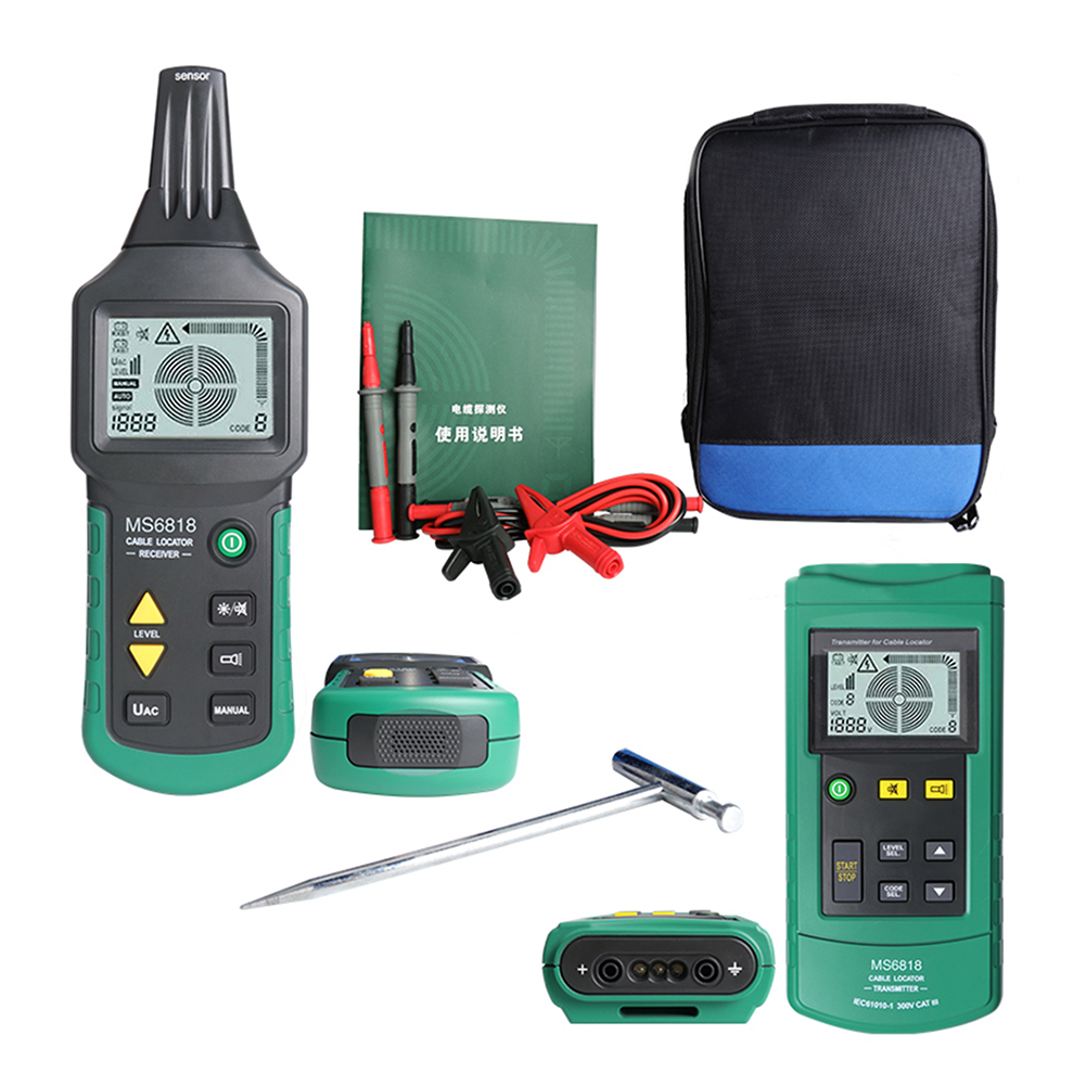MS6818 Professional LCD Cable Tester Wire Tracker Metal Pipe Locator Detector Line Finder Tracer Checker Voltage 12-400V. 