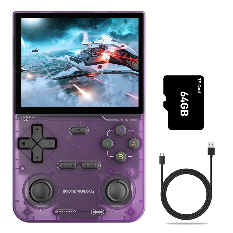 K36 Handheld Retro Game Console 64G 16000+ Games 3.5 Inch 3500mAh Dual Joystick for PSP/MAME/N64 Video Game Player B. 