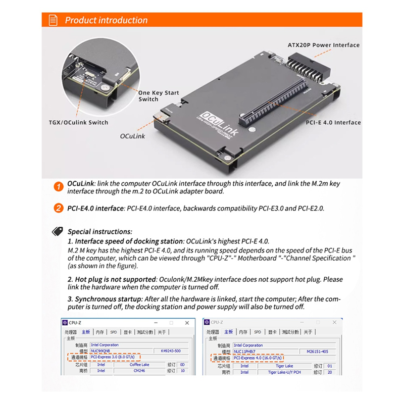 OCuP4V2 OCuLink GPU Dock , NVME M.2 to OCulink Adapter With. 