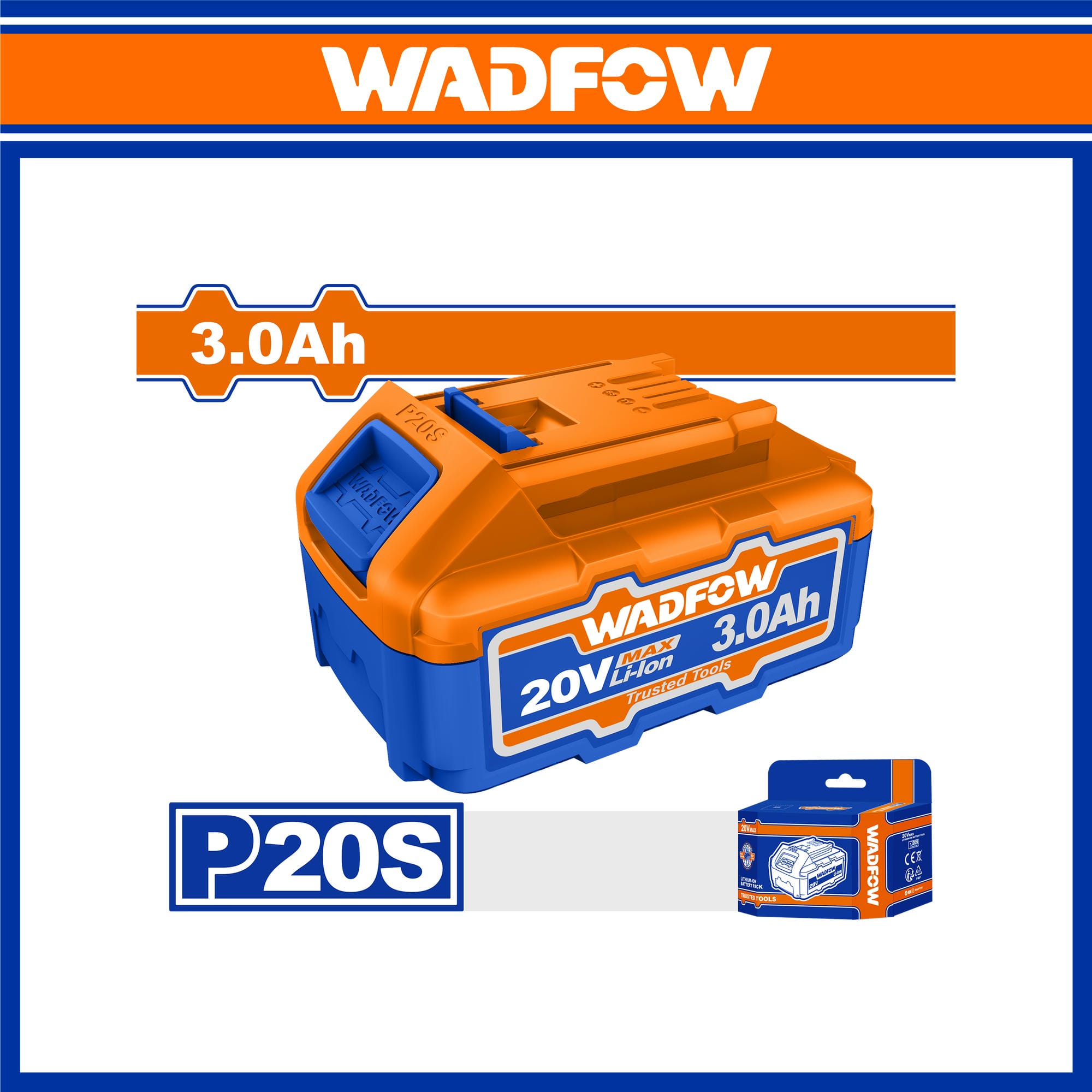 WADFOW 20V 3.0AH Lithium-ion Battery Pack  For P20S cordless tools WLBP530