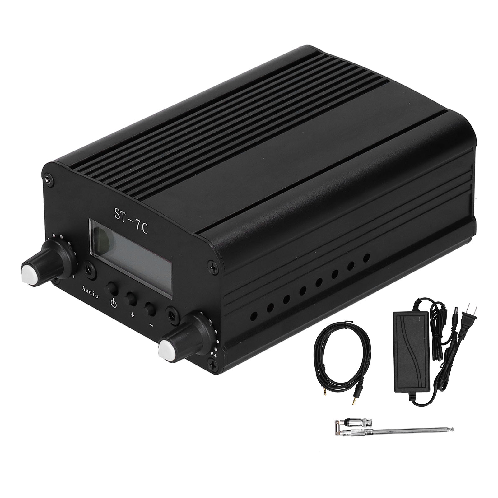 Romeng La Broadcast Transmitter Self‑Set FM Radio Stereo Station with LCD Screen US Plug 100‑240V 1/7W. 