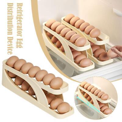 RTS Creative Plastic Slide Refrigerator Egg Holder Automatic Egg Rack Freshable Eggs Storage Container Dispenser. 