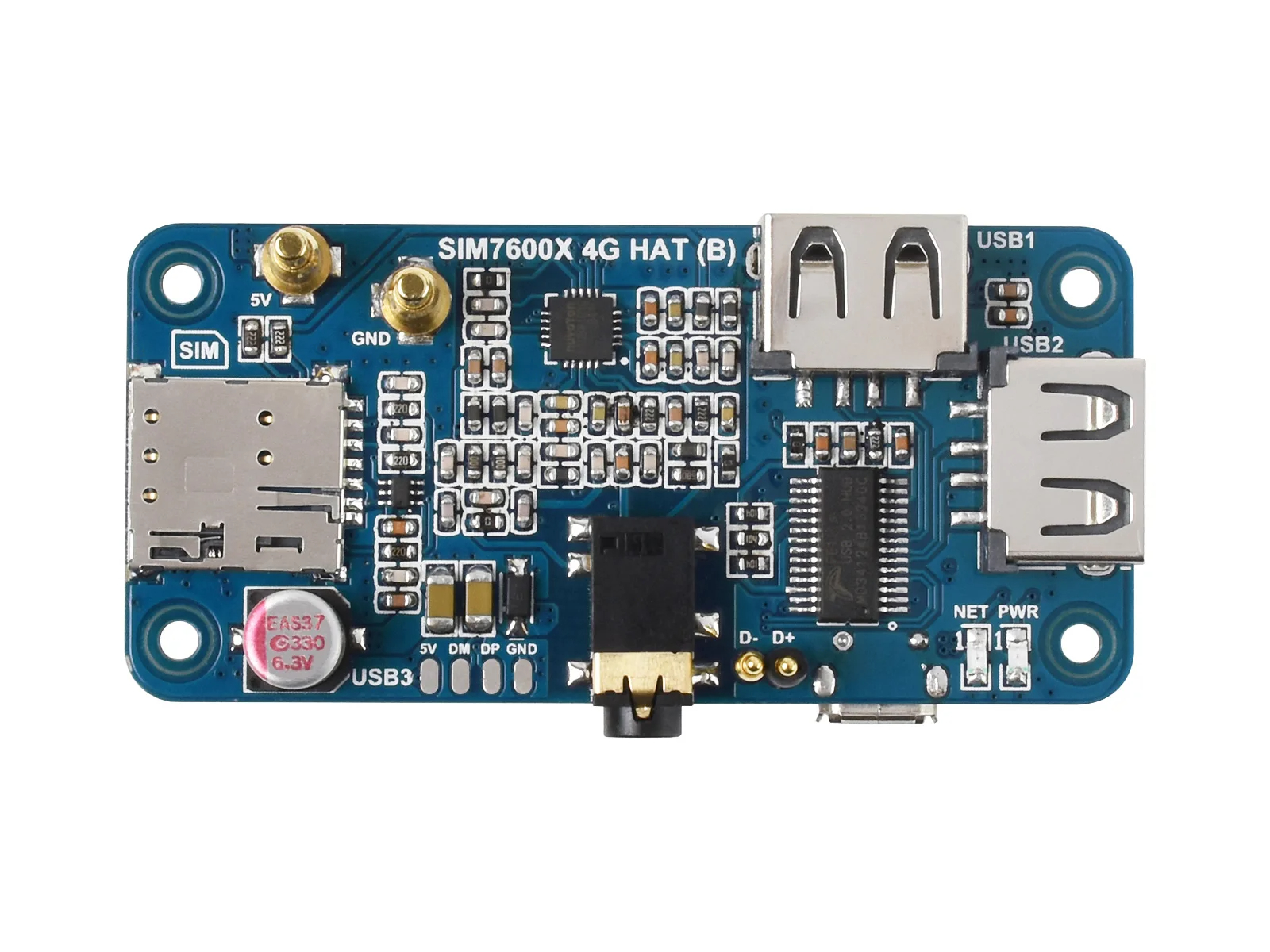 Waveshare SIM7600G-H 4G HAT (B) For Raspberry Pi, LTE Cat-4 4G / 3G / 2G Support,  Positioning, Global Band. 