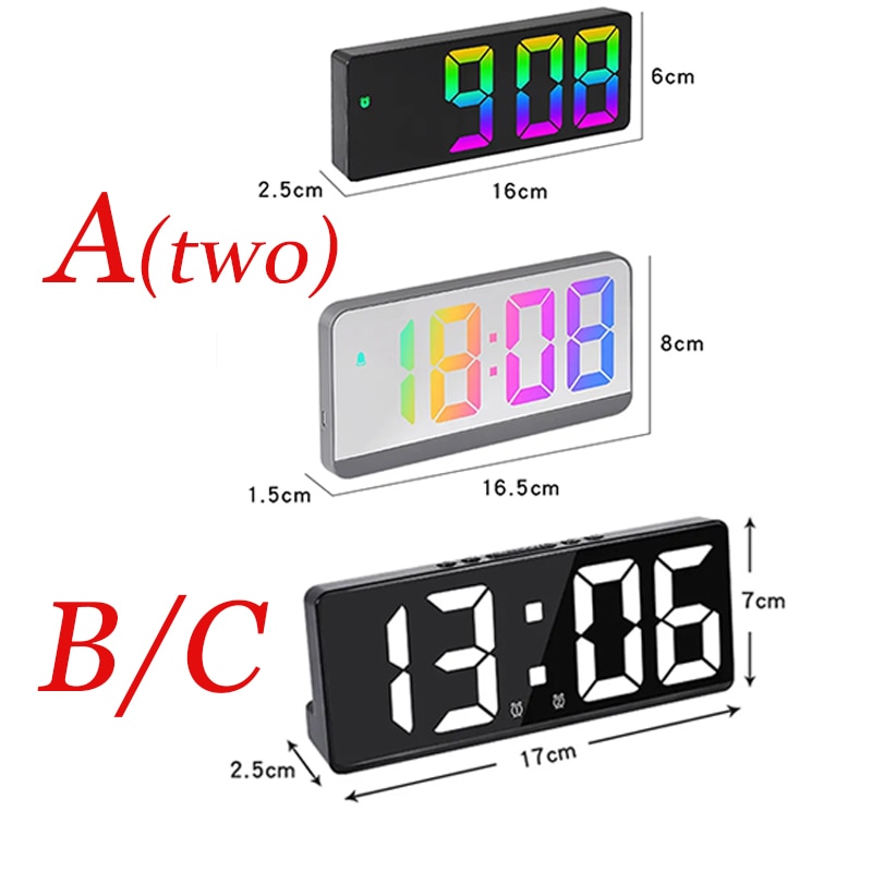 Colorful Digital Alarm Clock Fonts Led Large Character Electronic Clock Bedside Table Alarm Clock 3 Alarm Settings Voice Control. 