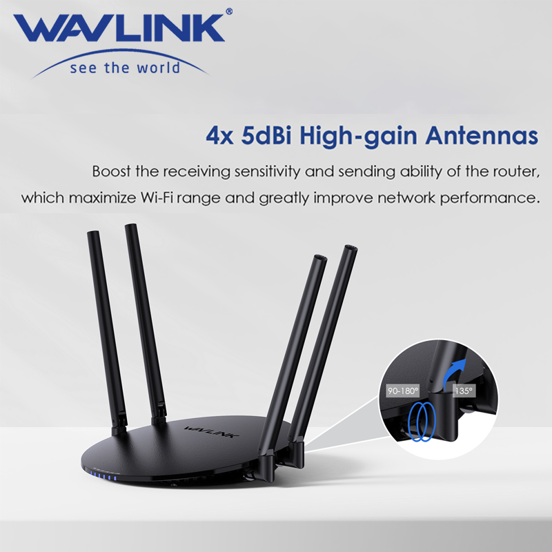 WAVLINK Wireless Router Long Range 1200Mbps Dual Band 5GHz+2.4GHz WiFi 5 With 1000Mbps WAN/LAN Supports Router/ Mode