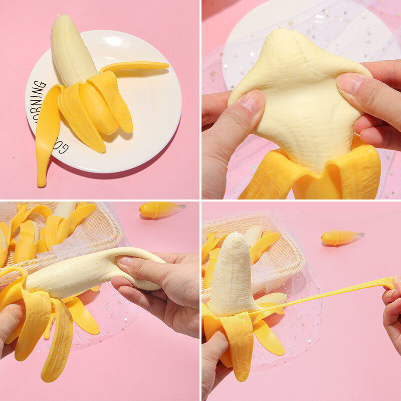 Children's Peel Banana Smiley Face Pinch Happy Stress Relief Toys Banana Stress Ball Toy for Squeeze Toy. 