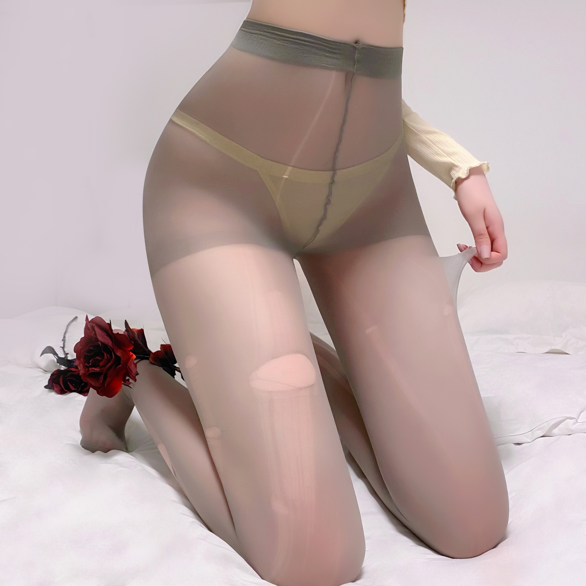 Sexy Stockings without Open Crotch Ultra-Thin Shredded Romper Rabbit Pure Desire Internet Celebrity Thin False See-through Female Stocking ins Tide. 