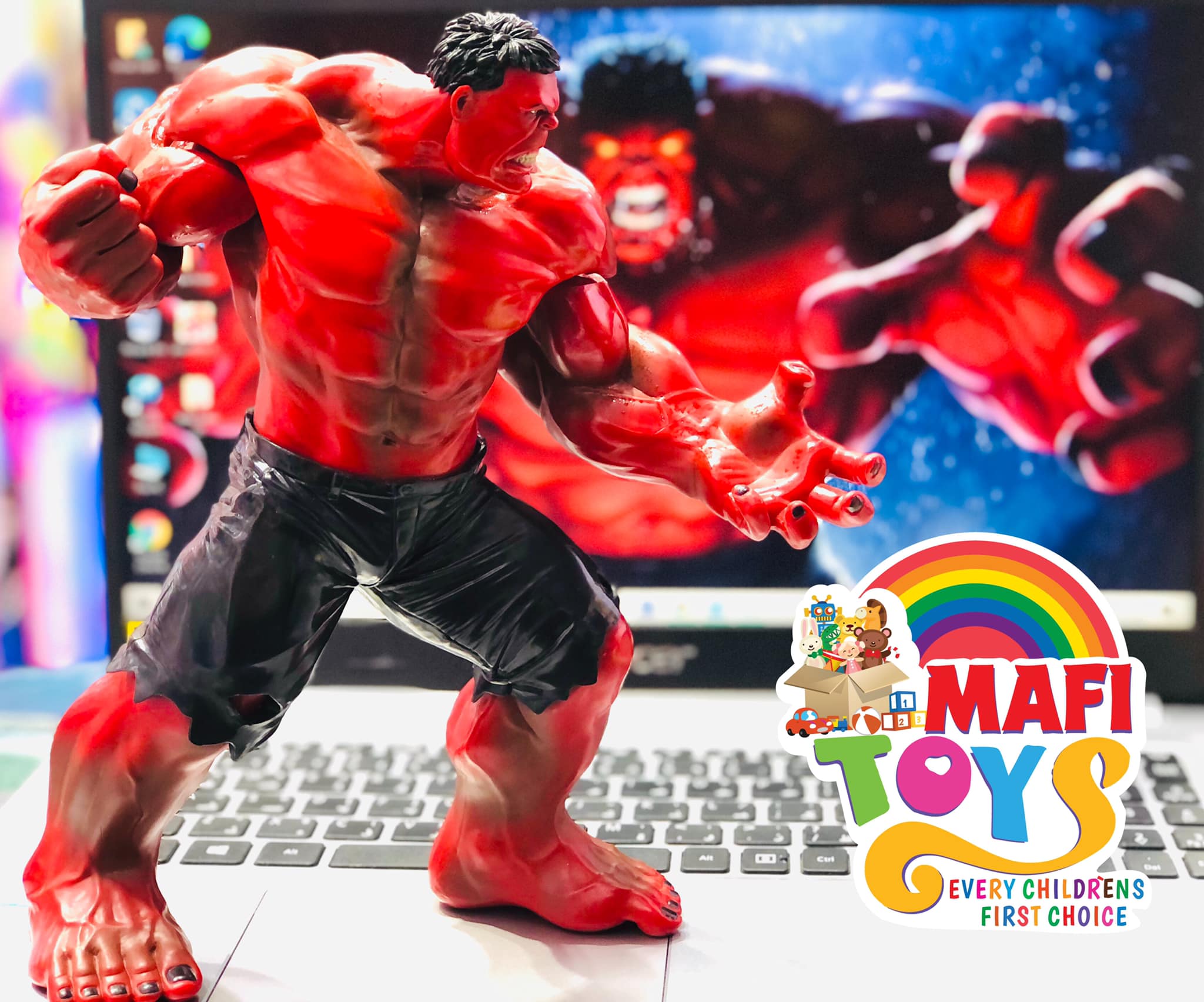 Red Hulk Rubber Figure Video Game Character. 