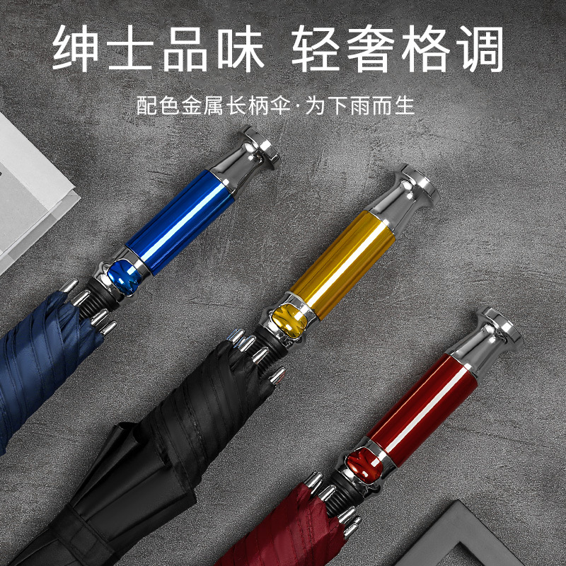Douyin Internet celebrity with the same luxury VIP umbrella fully automatic men's business straight pole long-handled umbrella for rain or shine. 