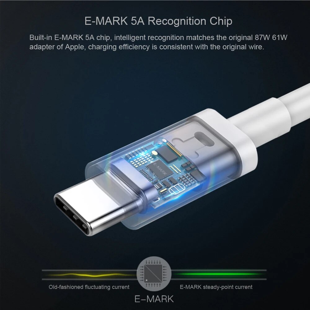 USB-C Cable 3m 5A E-MARK PD100W PPS Super Fast Charging Applicable For MacBook and 30W 45W 61W 65W 100W Type-C interface Laptops. 