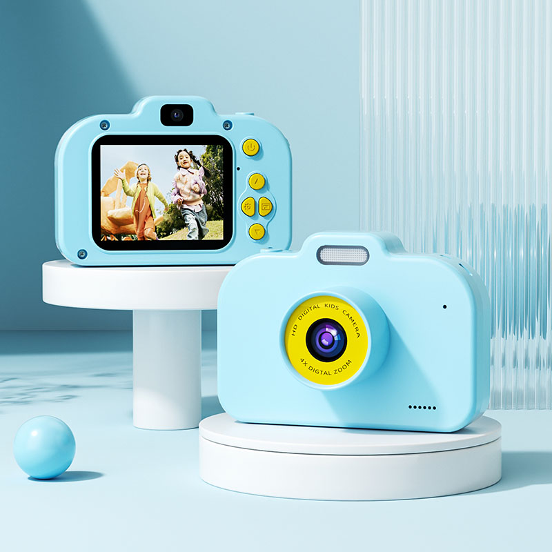 X2D Children's Toy 3C Camera Flash Mini SLR Digital Pink Blue Cartoon Animation ABS Environmentally Friendly Material Type-c. 
