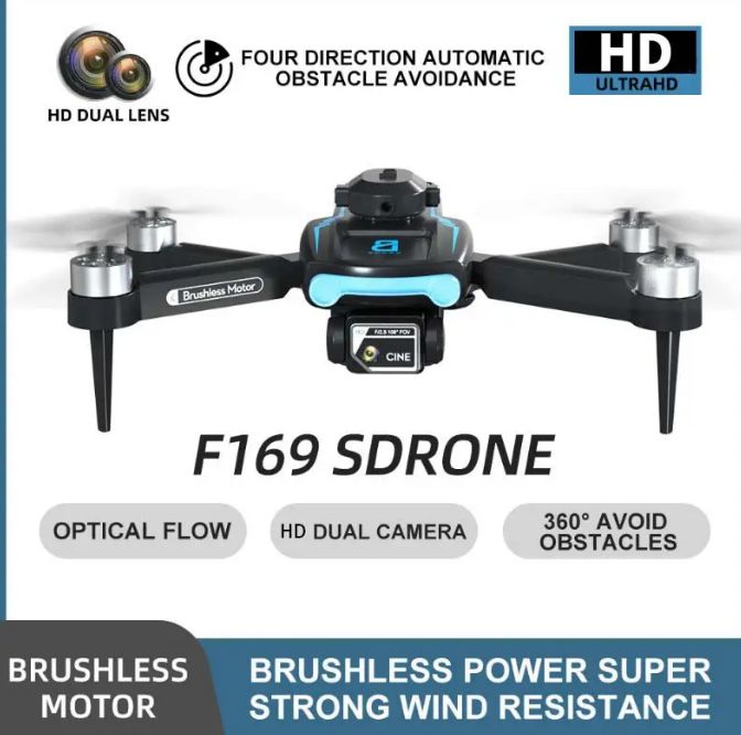 F169 WiFi FPV with Dual HD Camera 360° Obstacle Avoidance Optical Flow Positioning Brushless Foldable RC Drone Quadcopter RTF. 