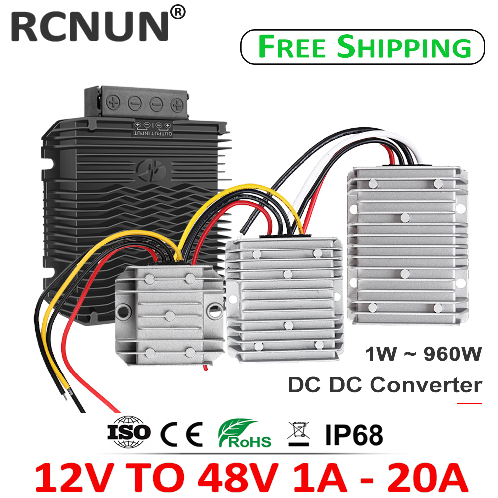 RCNUN 12V to 48V 1A 2A 3A 5A 8A 12.5A 20A Boost Step-up DC DC Converter 12 Volt to 48 Volt Voltage Regulator for Electric Cars Superman