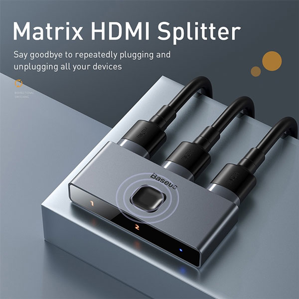 BASEUS MATRIX HDMI 4K HD SPLITTER TWO DISPLAY. 