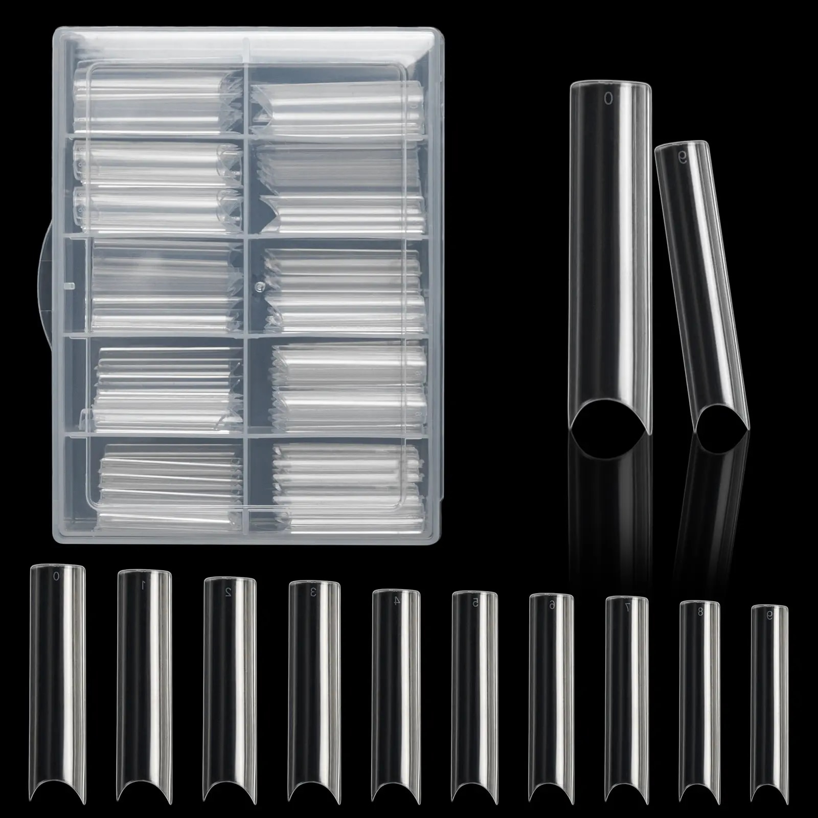 100pcs/Box XXL Extra Straight Nail Tips Long Square Coffin False Nails C Curved ABS Nails Manicure Salon Nail Art Tools