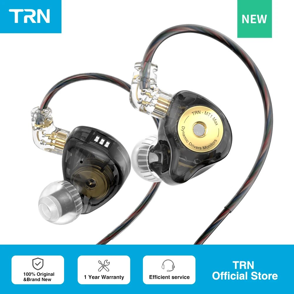 TRN MT1 MAX In-Ear Earphone Dual Magnet Dynamic Driver Wired with Tuning Switch Cancelling HIFI Earbuds Bass Headset MT4 BT20XS
