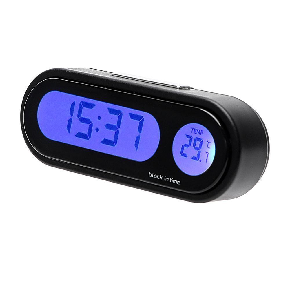 Car Mini Electronic Clock Time Watch Auto Dashboard Clocks Luminous Thermometer Black Digital Display Car Accessories. 