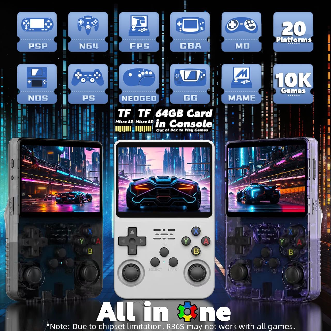 R36S Game Consola ArkOS 2.0 System Retro Portable Handheld Game Player 3.5'' Screen 64G 128G Mini Pocket Video Games R36s. 