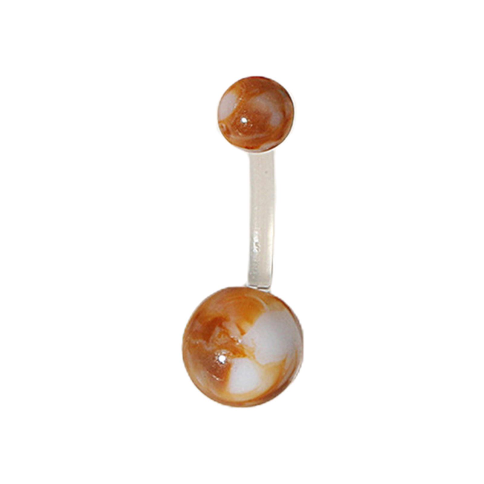 Vogue Navel Ring Smooth Surface Faux Marble Belly Piercing Button Ring