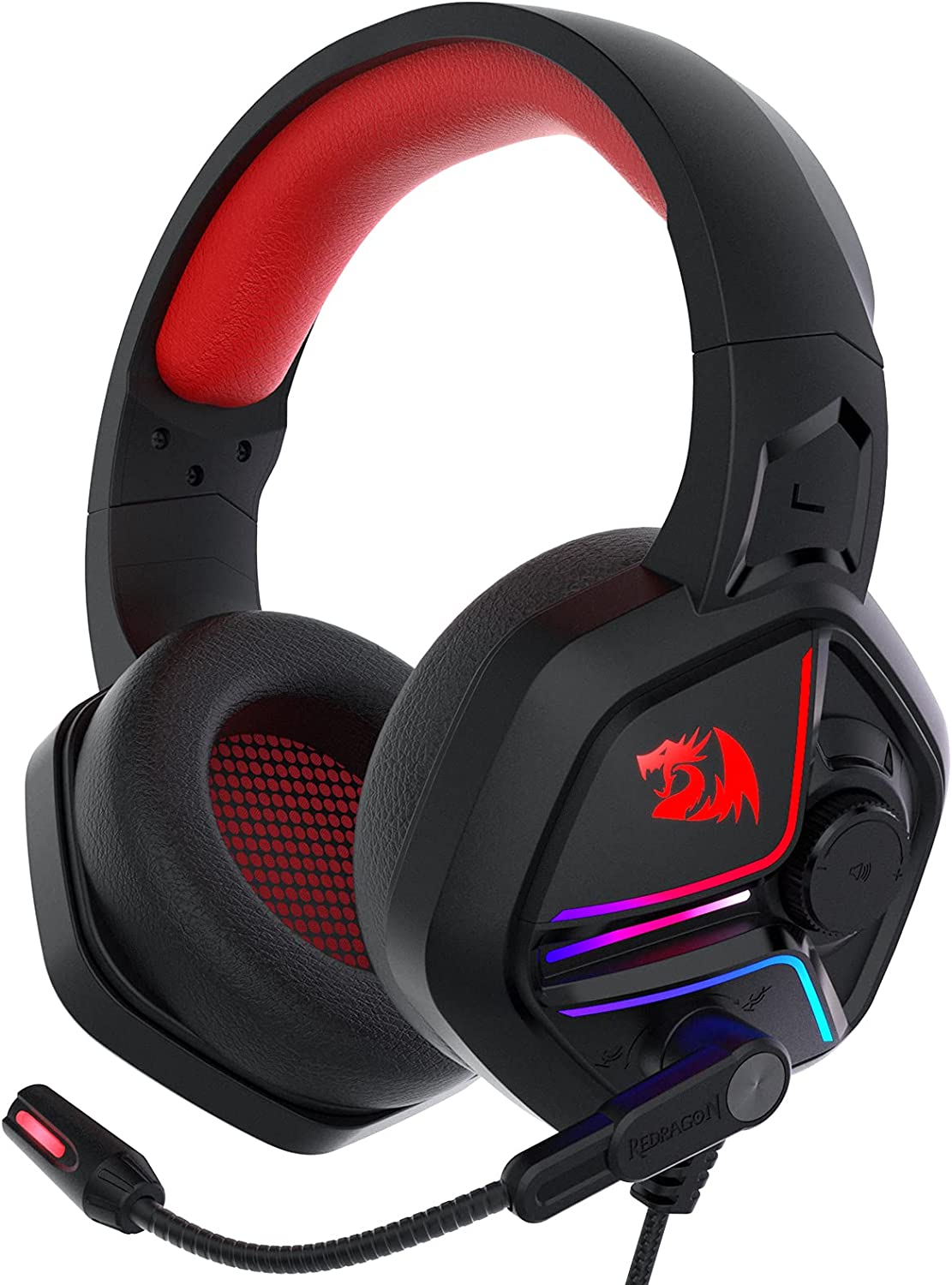 Redragon H230 Ajax RGB Wired Gaming Headset, Dynamic RGB Backlight - Stereo Surround-Sound - 53MM Drivers - Over-Ear Headphones with Mic, Volume Control Works. 