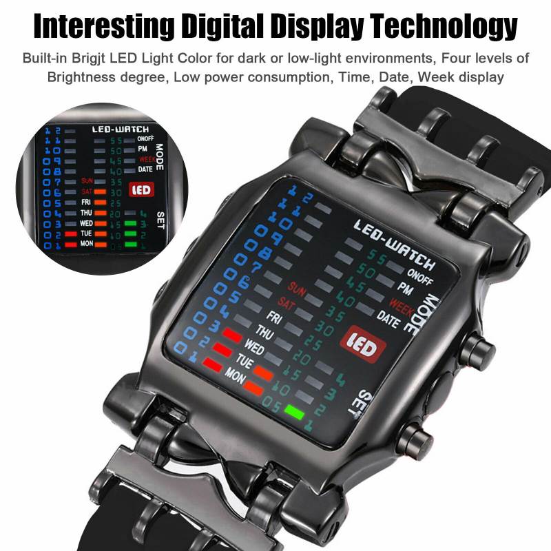 New [uper21]-1Pc Man Binary Electronic WritWatche/ Drop Reitant Lantern Watch/ tudent Fahion port LED Watche. 