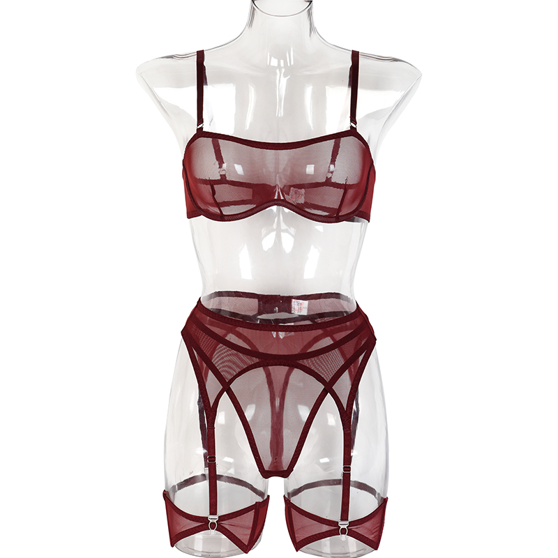 Ellolace Sensual Lingerie See Through Bra Kit Push Up Sheer Lace Intimate Soft Sets Garter Underwear Uncensored. 
