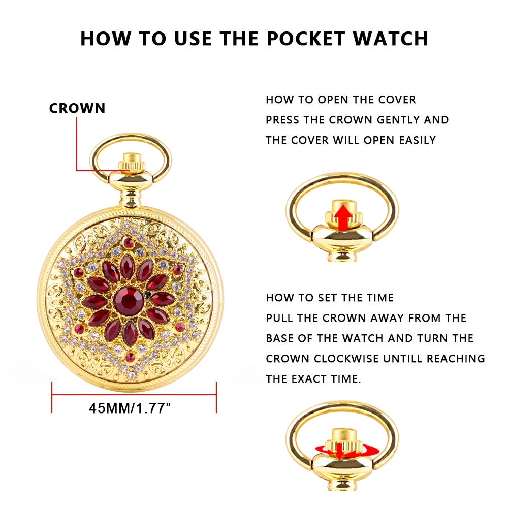 Gold Luxury Premium Digital Display Quartz Pocket Watch Ladies Vintage Elegant Pendant Necklace Best Gift reloj de bolsillo. 