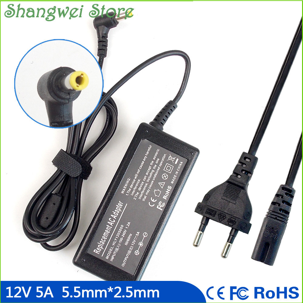 12V 5A Notebook Power Adapter Charger for FujiPLUS K-1205 FP-988D LCD Monitor CORD. 