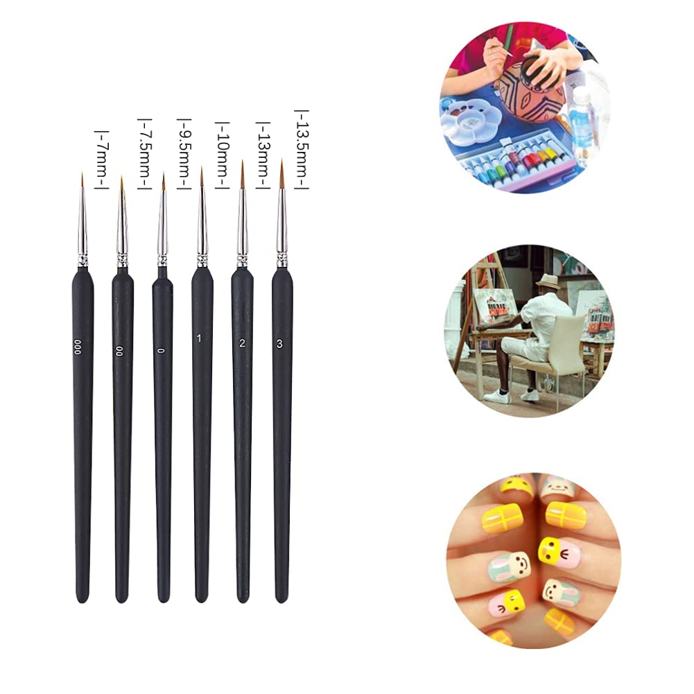 Detail Fine Tip Paint Brushes Set with Ergonomic Handle - Suitable for Acrylic Painting, Oil, Face, Nail, Scale Model Painting. 