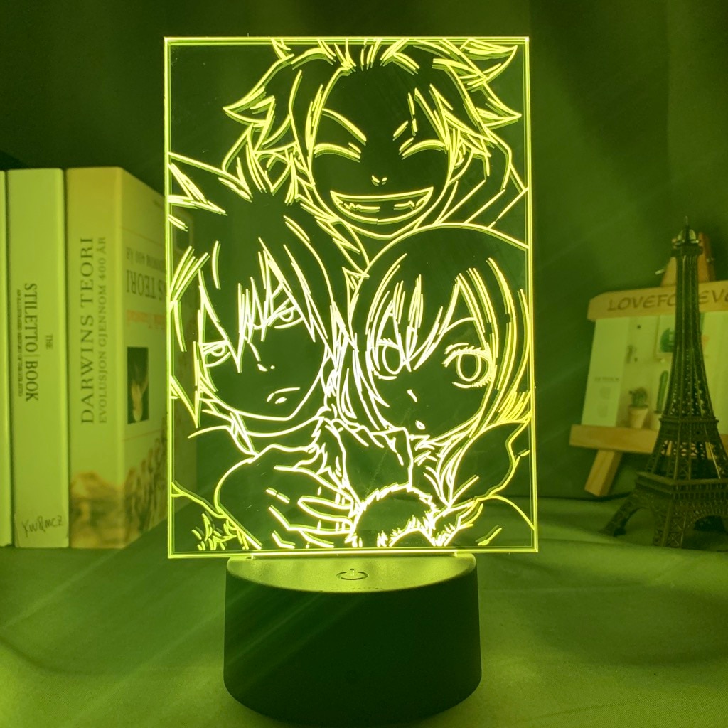Anime Fairy Tail Natsu neel and Erza Scarlet Hug Night Light Led Touch Sensor Nightlight for Child Room Decor Table 3d Lamp. 