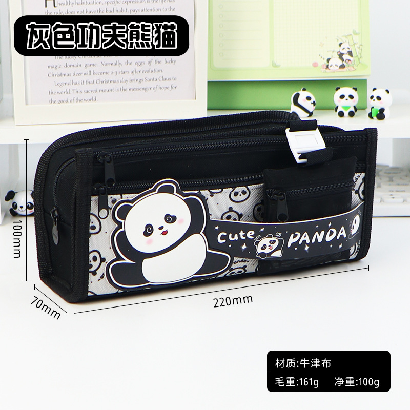Cross-border panda pencil case large capacity ins high value cute pencil case multi-layer stationery box for primary school students. 