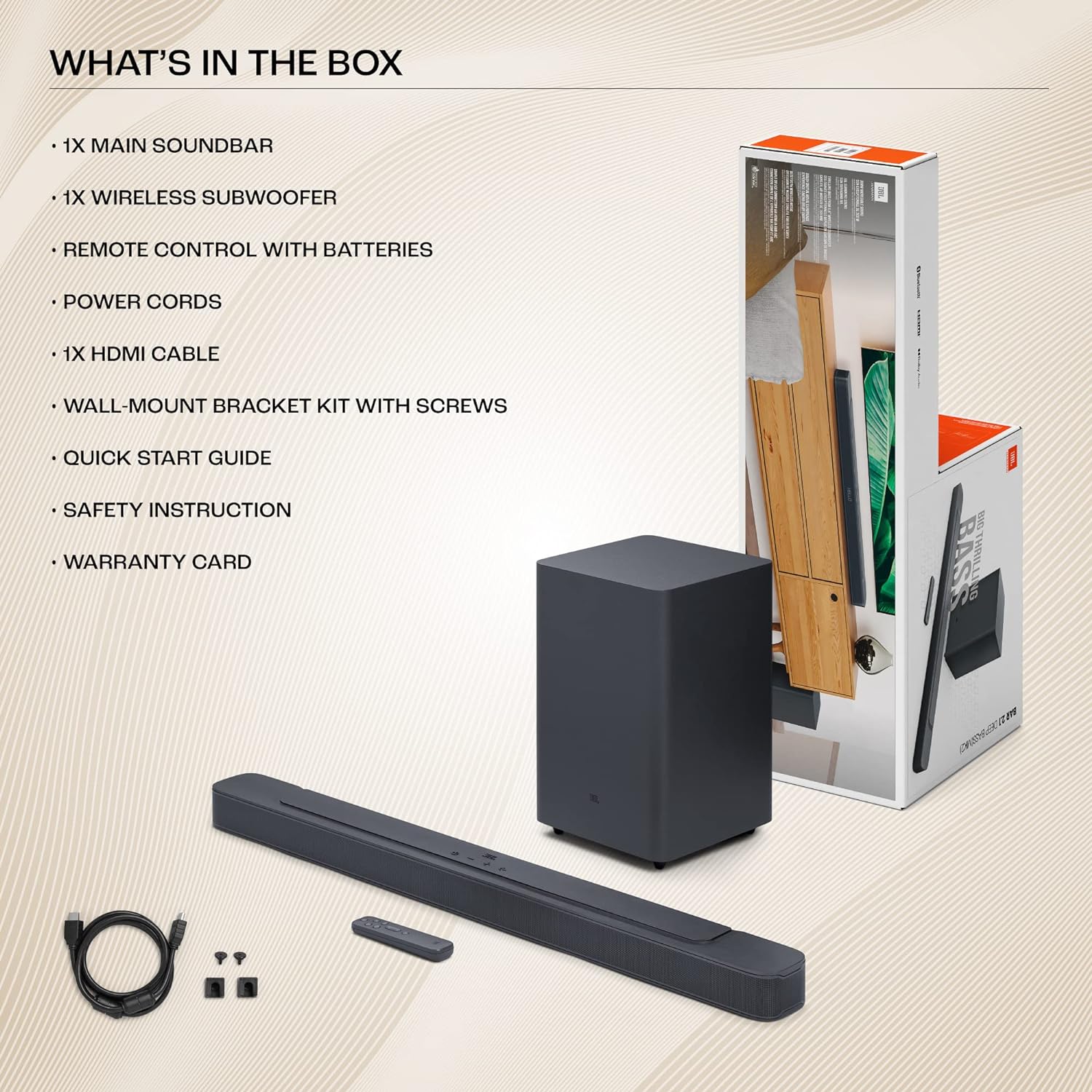 JBL Bar 2.1 Deep Bass (MK2) Soundbar with Wireless Subwoofer | 300 Watt. 