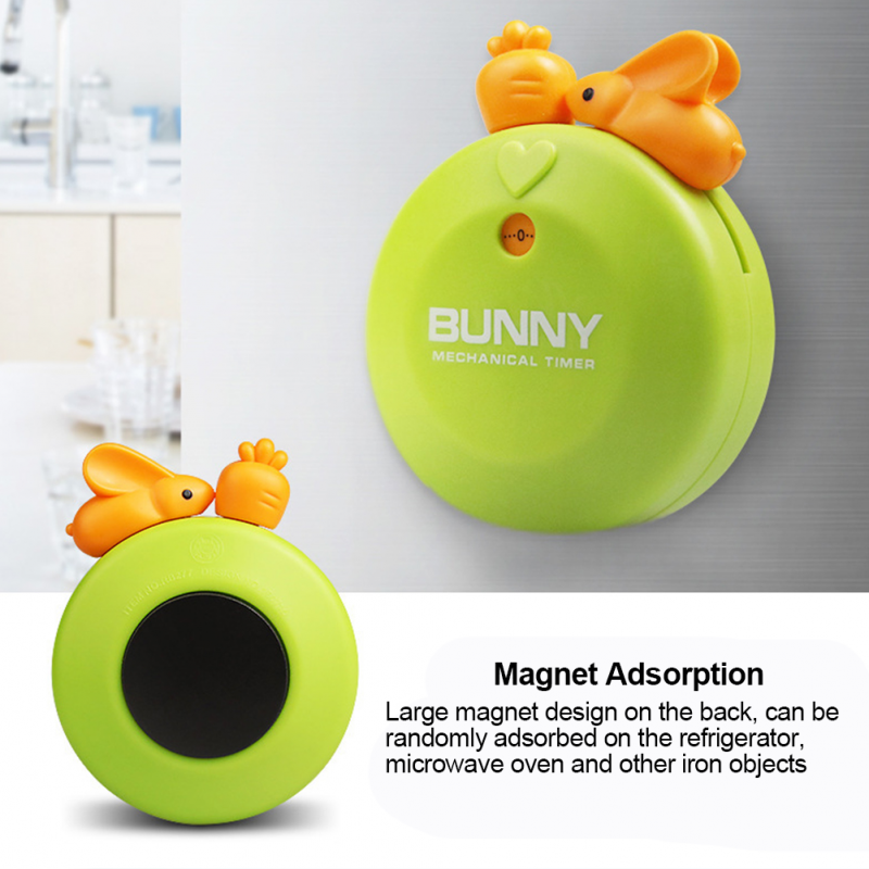 Cute Cartoon Rabbit Magnetic Paste Timer Creative Kitchen Soup Machinery Timer Alarm Kitchen Cooking Countdown Mechanical Timer. 