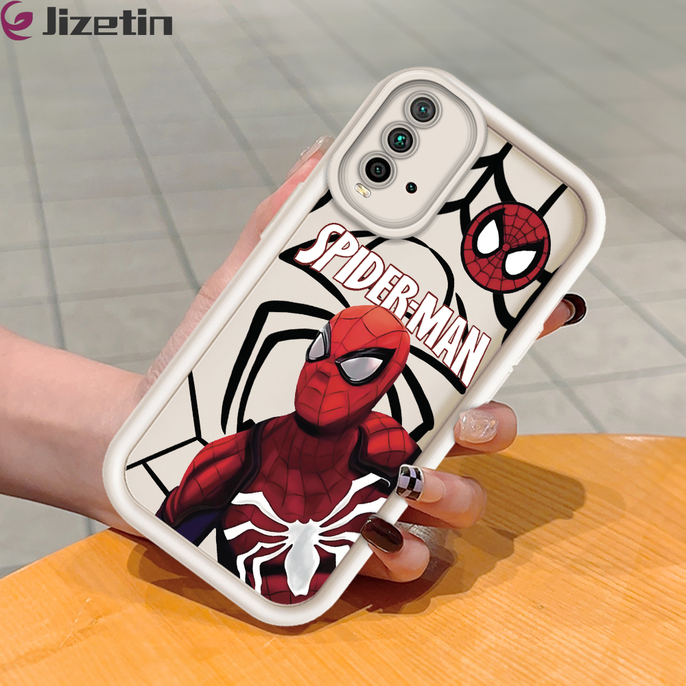 Jizetin for Redmi 9T Back Cover Spider Superman Ladder Camera Soft Rubber Mobile Phone Case