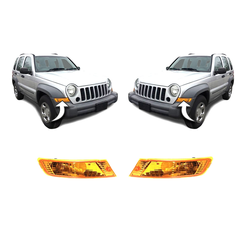 Car Side Marker Indicator 55156766AE 55156767AD Amber with LED Daytime Light for Jeep Liberty 2005-2007. 