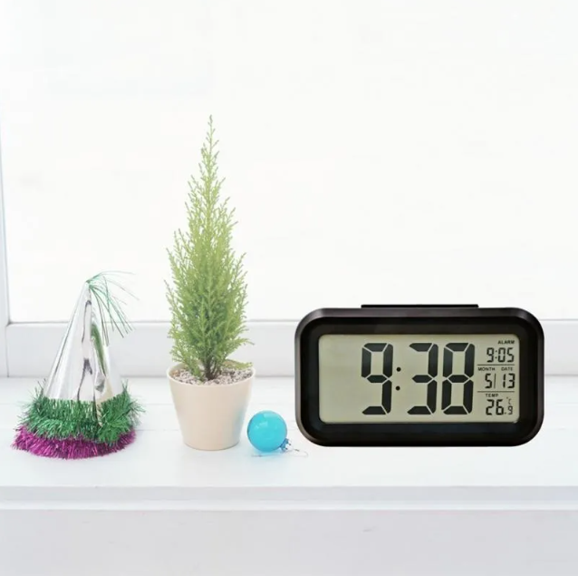 Alarm Clock [Dol-2108 9(FG): 54] (Electronic Clock Creativity Digital Clock Temperature Type LED Light Sensor Luminous Snooze). 