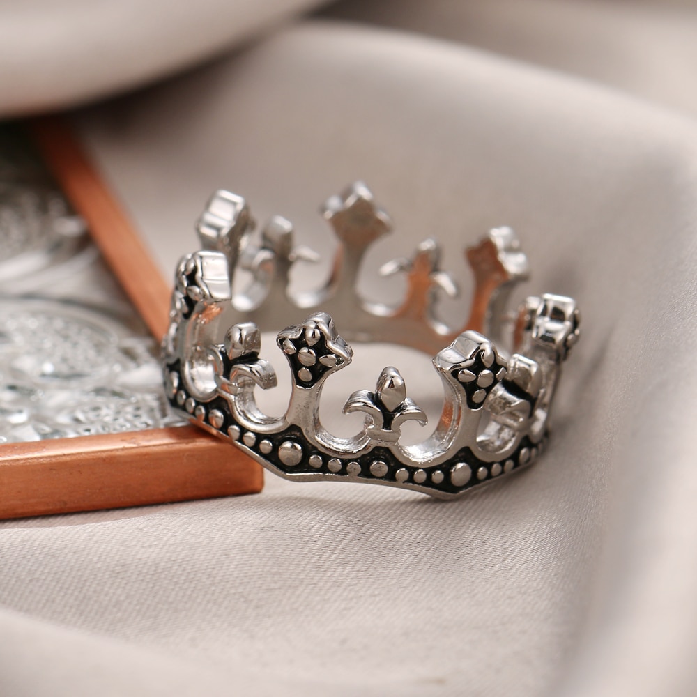 männer Ringe Schwarz Königlichen König Crown Ritter Fleur De Lis Kreuz Vintage Ringe für Männer Schmuck. 