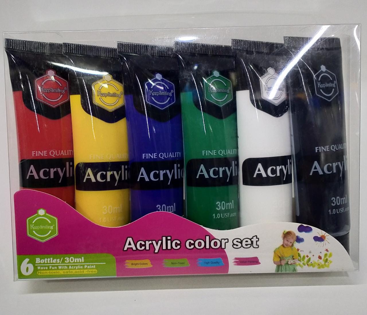 Keep Smiling 6 Colors 30ml Professional Acrylic Paint Set