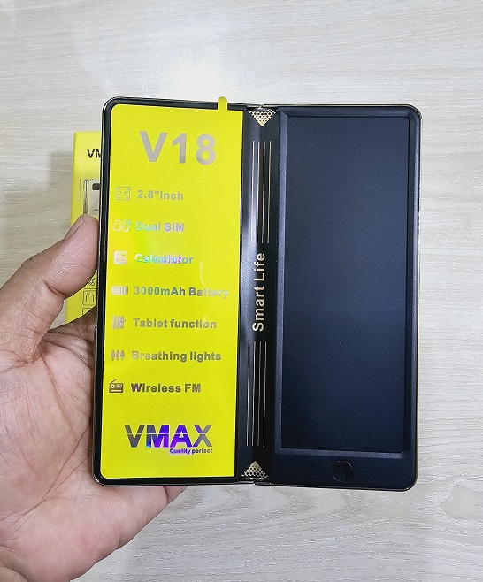 Vmax V18 Notepad Fold Phone With Warranty. 