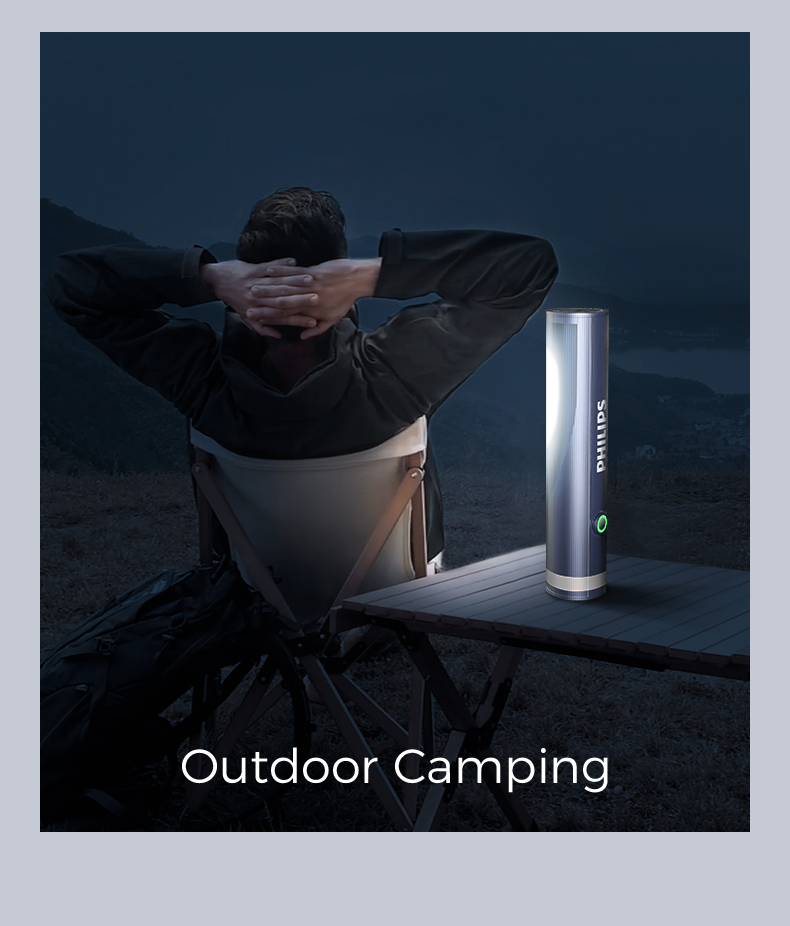 Philips Rechargeable Flashlight with Side Light, 4 Modes Portable Torch, LED Super Bright, Side Light as Desk Lamp, Camping Light, Reading Lamp. 
