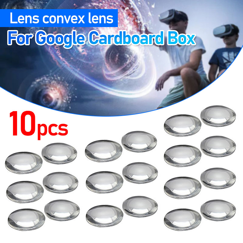 10Pcs Dia 25mm Focal Length 45mm BiConvex Clear Lens Convex Glass Lens For Google Cardboard Box 3D VR Glasses Magnifying Lens. 