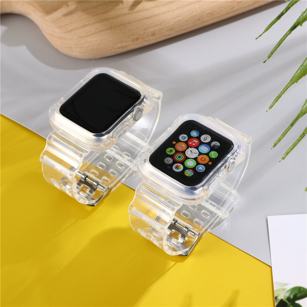 [autismaut] Applicable Apple watch1234 Generation 44/42mm Transparent tpu Wrist Strap Apple Watch Band Case 38/40mm