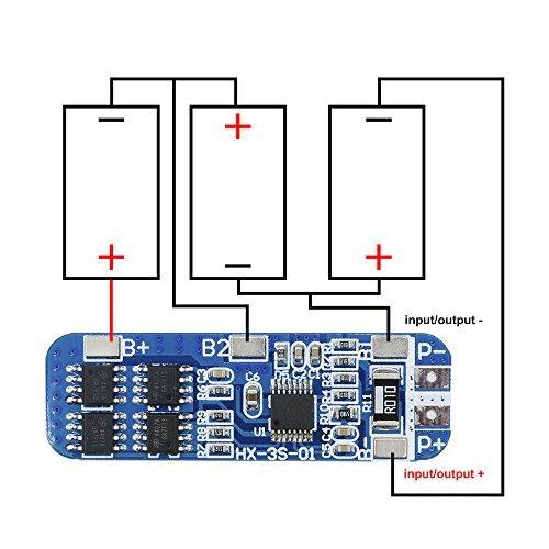 3s bms 10a 12v লিথিয়াম ব্যাটারি চার্জার এবং ওভার-কারেন্ট প্রোটেকশন বোর্ড bms মডিউল 3 পিস 3.7v 18650 ব্যাটারি সেল চার্জিং 11.1v 12.6v এর জন্য - 12 volt battery. 