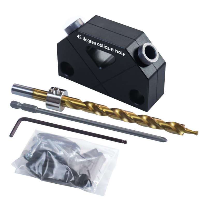 Pocket Hole Jig Set -45° Punch Locator Angle Woodworking Tool Hole Screw Jig Positioner Drilling Dowel Drill Guide Joiner Set Kit