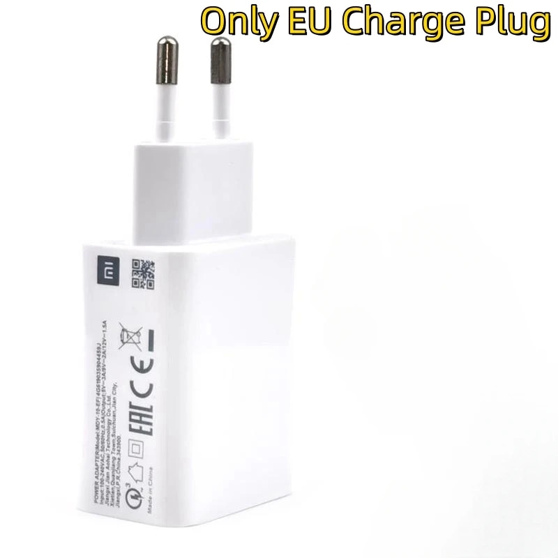 Redmi Note 9 Pro Charger Original XiaoMi 18W QC 3.0 Fast EU Charging Wall Adapter For Mi 9 Se 8 6 RedMi Note 8 9 10 Usb Type C. 